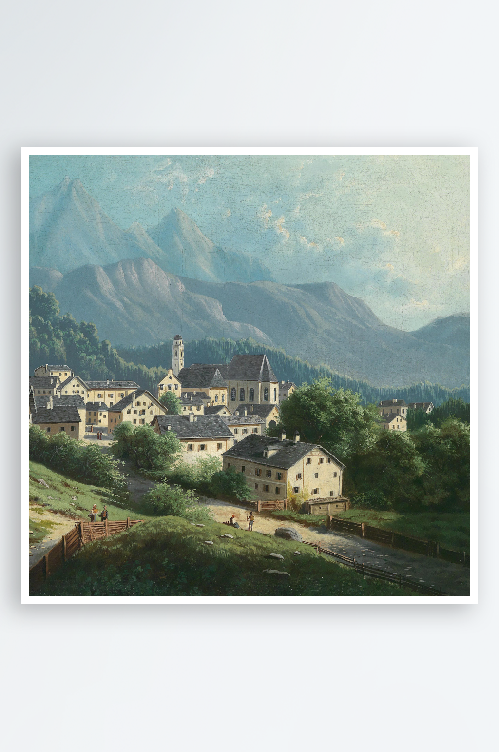 欧式风景画油画挂画素材