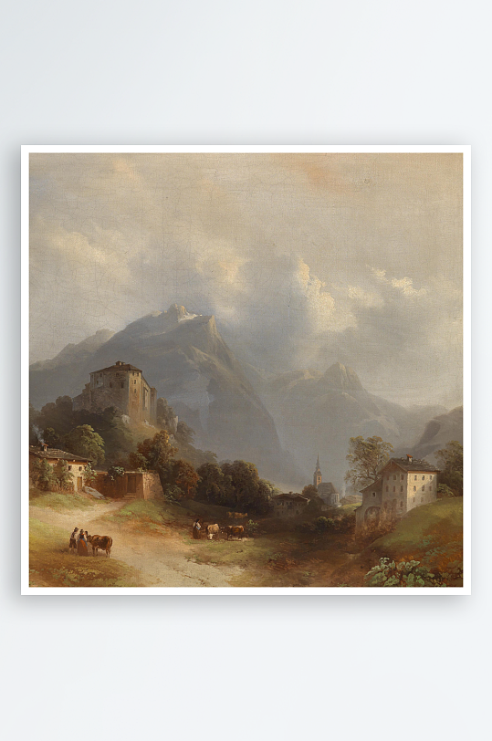 唯美欧式风景画油画装饰画-众图网