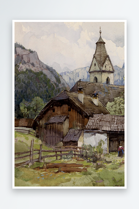 大气欧美风景画油画装饰画-众图网