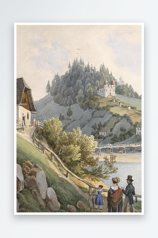 欧美油画风景画装饰画素材-众图网