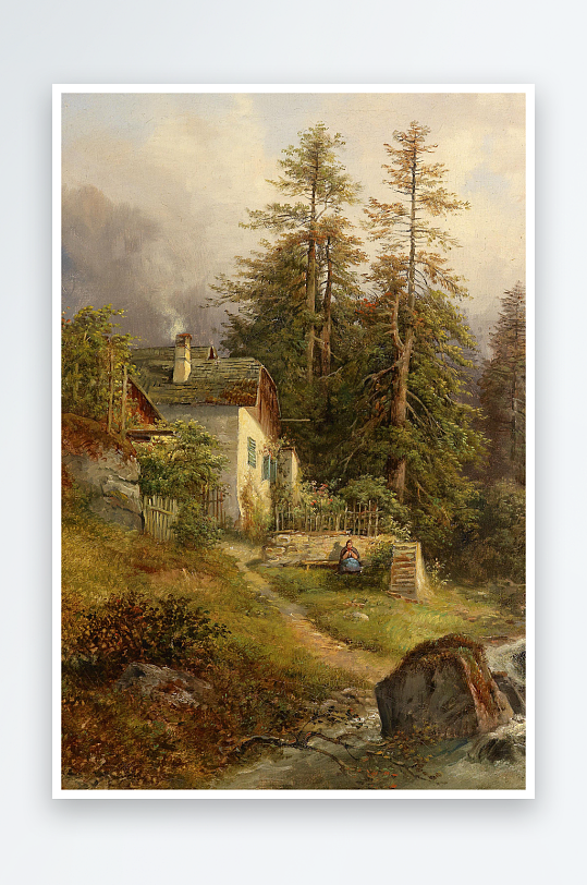 唯美欧美风景画油画装饰画-众图网