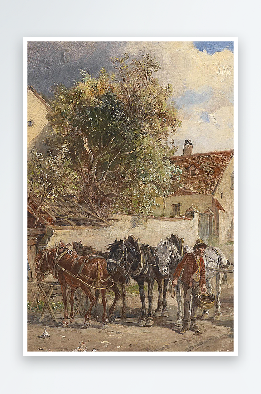 唯美风景画欧式油画装饰画-众图网