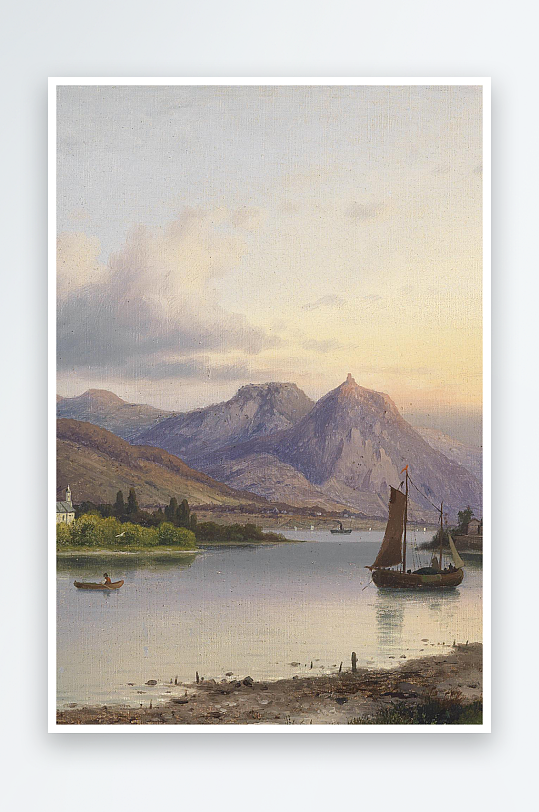 唯美大气风景画欧式油画-众图网