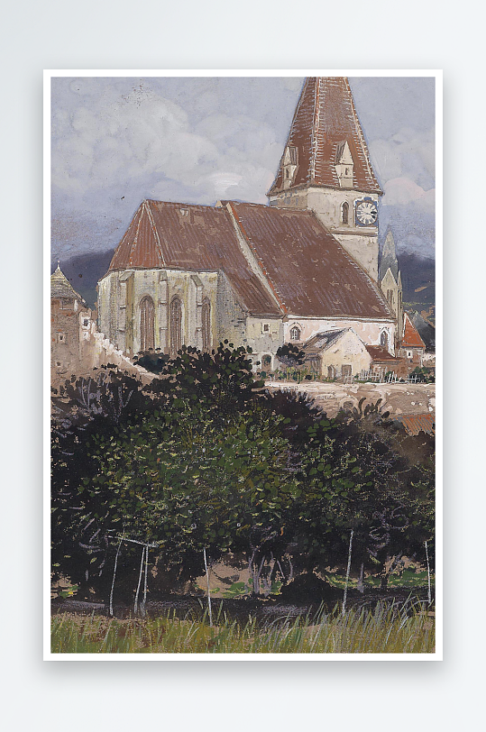 唯美大气风景画欧式油画-众图网