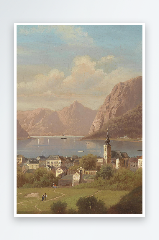 唯美大气风景画欧式油画-众图网