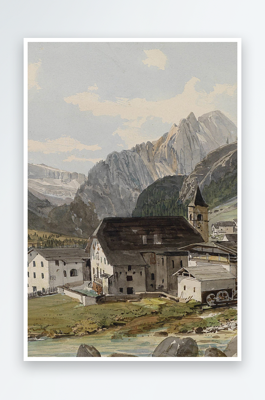 大气风景画欧式油画-众图网