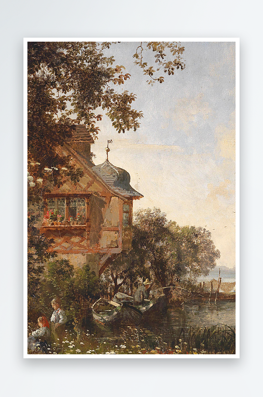 唯美风景画欧式油画装饰画-众图网