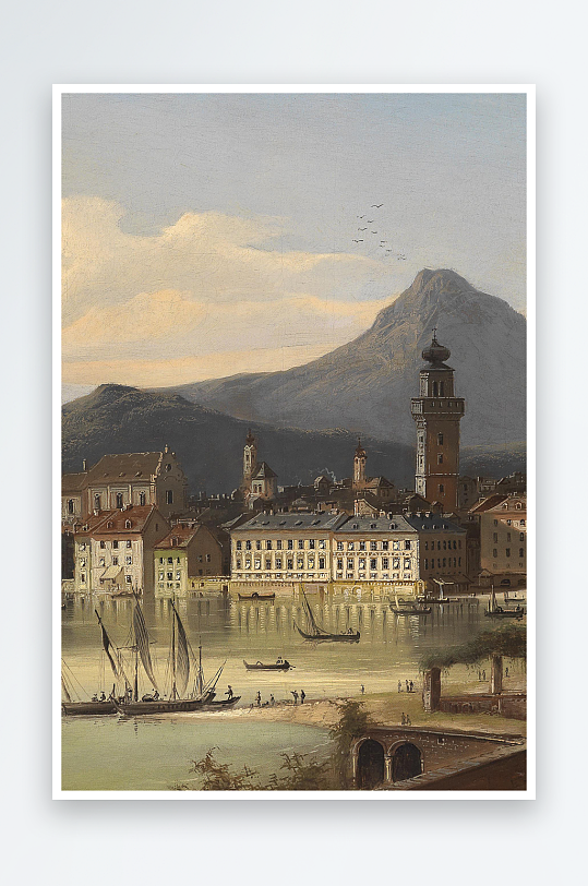 大气唯美油画风景画欧式装饰画-众图网