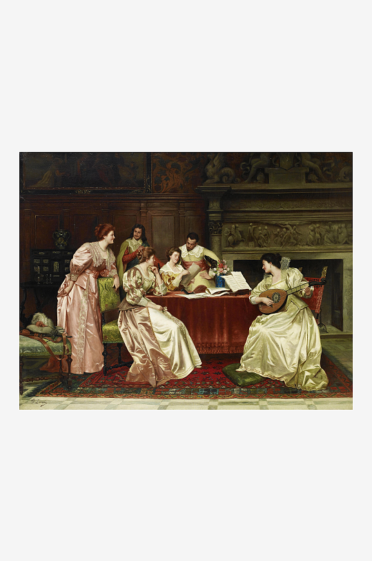 唯美欧洲宫廷人物油画-众图网