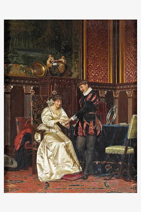 欧洲宫廷人物油画-众图网