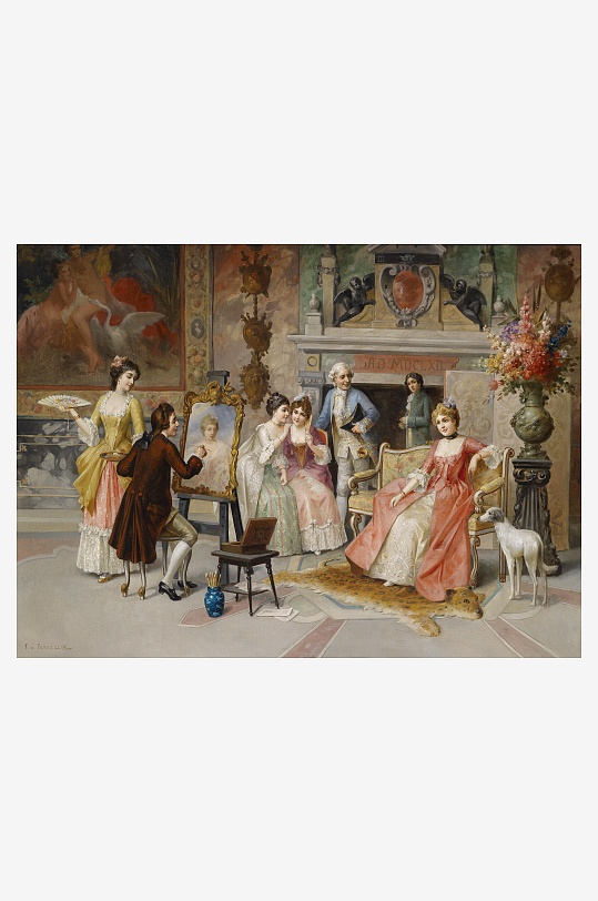 欧洲宫廷人物油画-众图网