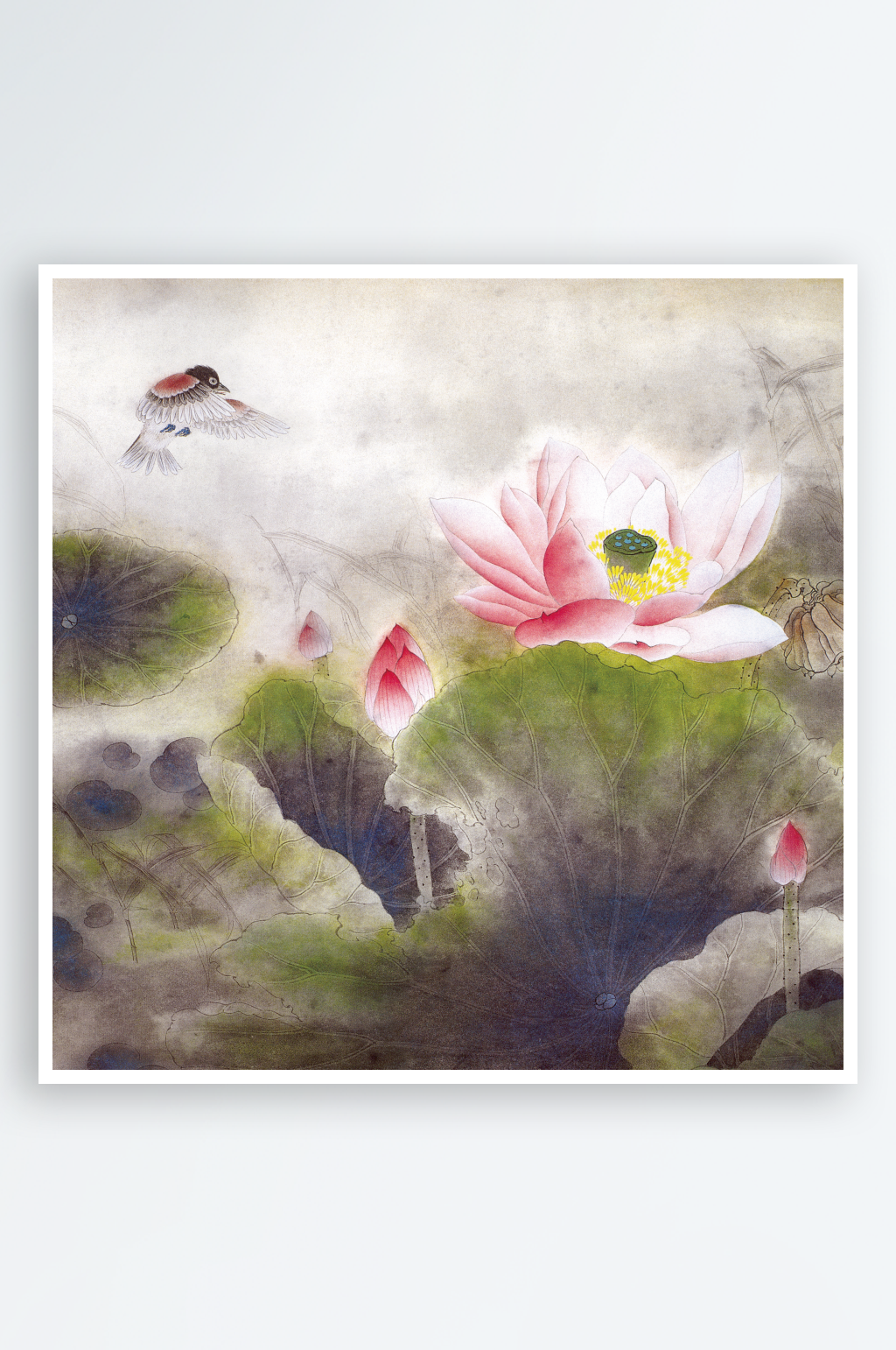中式花卉装饰画图片素材