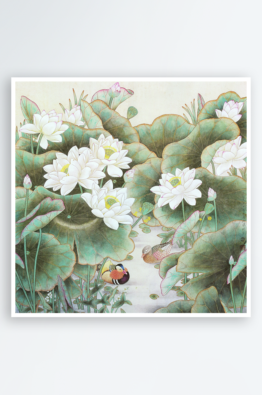 中式花卉装饰画图片素材
