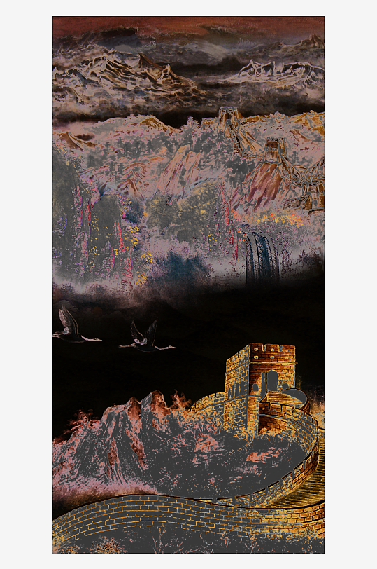 山水风景画国画装饰画图片-众图网