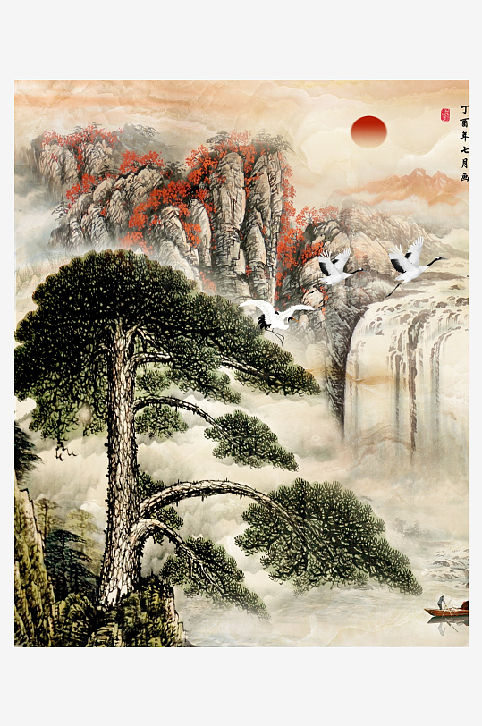 山水风景画国画装饰画-众图网