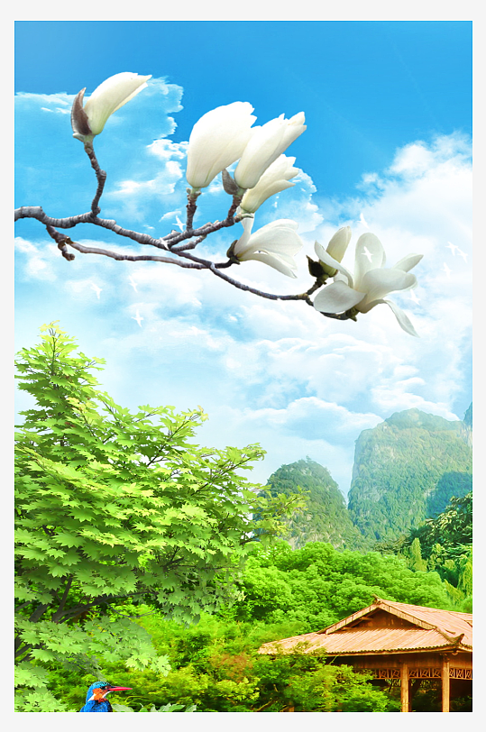 山水风景画国画装饰画-众图网