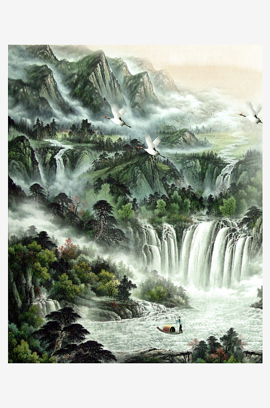 山水风景画国画装饰画-众图网