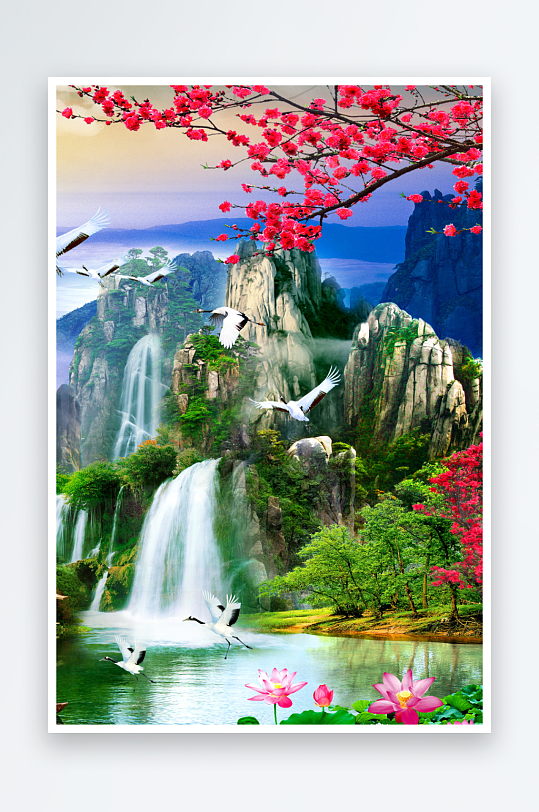 山水画中式挂画装饰画-众图网