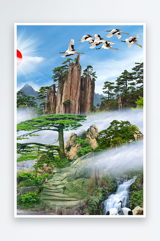 山水画中式挂画装饰画-众图网