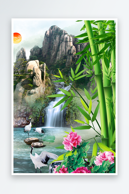 山水画中式挂画装饰画-众图网