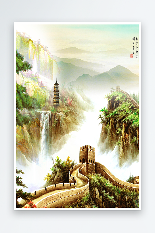 水墨山水风景画装饰画-众图网