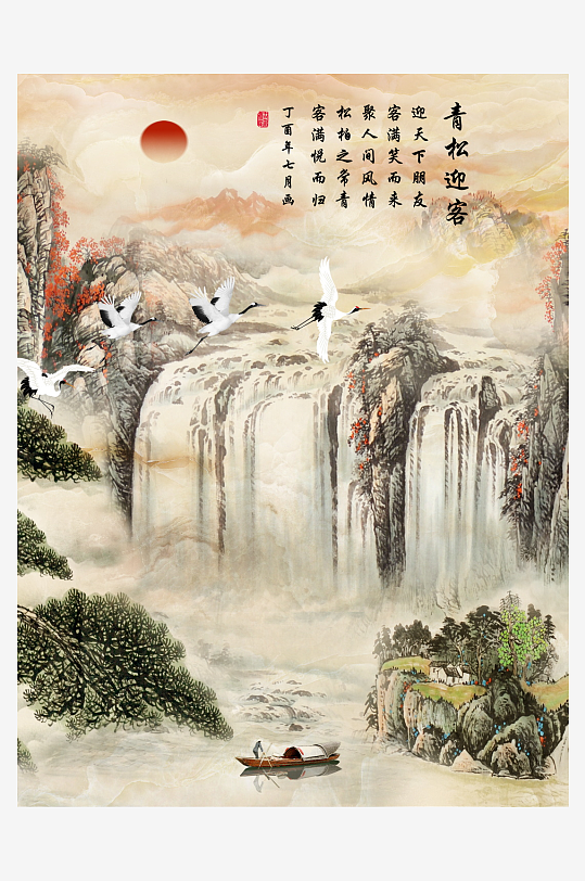 水墨山水风景画装饰画-众图网