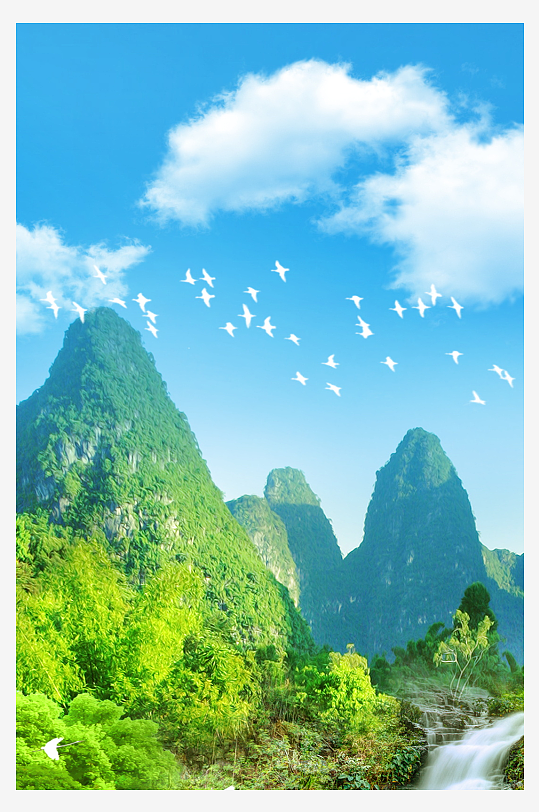 水墨山水风景画装饰画-众图网