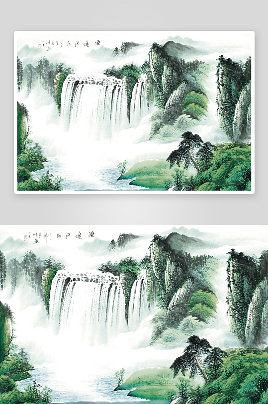 水墨山水风景画背景墙-众图网
