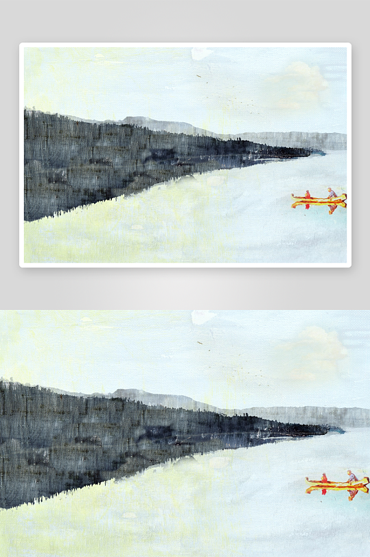 水墨山水风景画背景墙-众图网