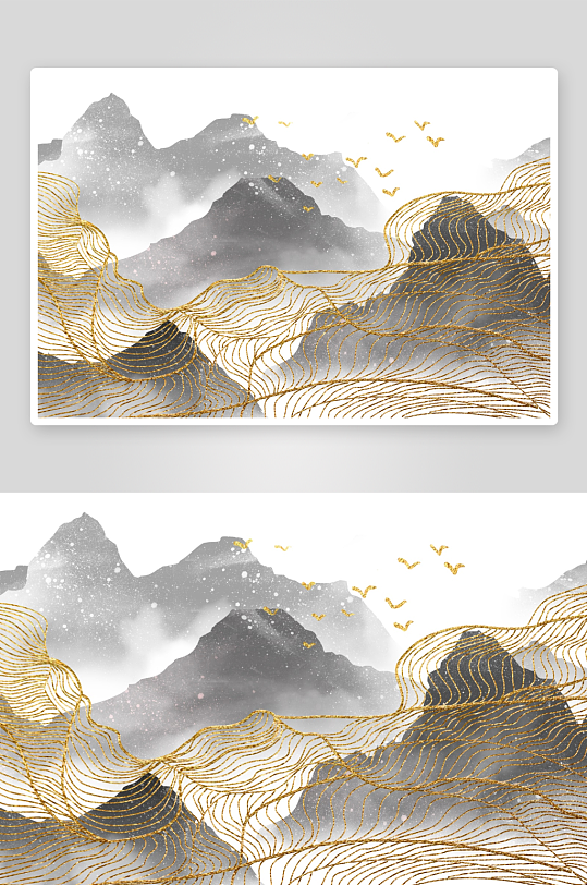 水墨山水风景画背景墙-众图网