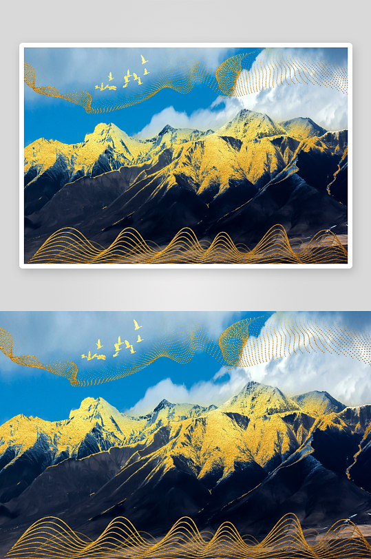 水墨山水风景画背景墙-众图网