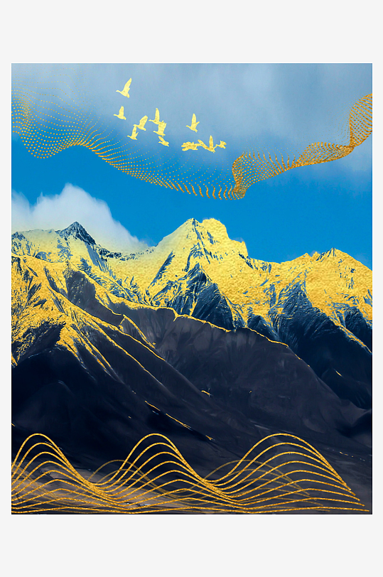 中式水墨山水风景画装饰画-众图网