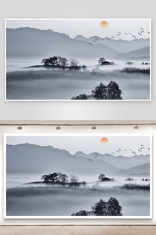 水墨山水风景画装饰画-众图网