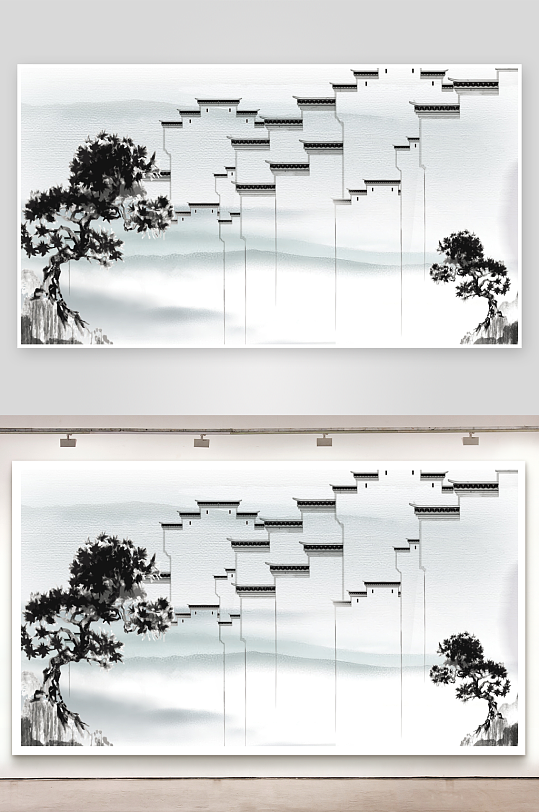 中国风山水风景画装饰画-众图网