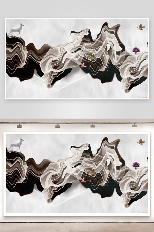 水墨山水风景画装饰画-众图网