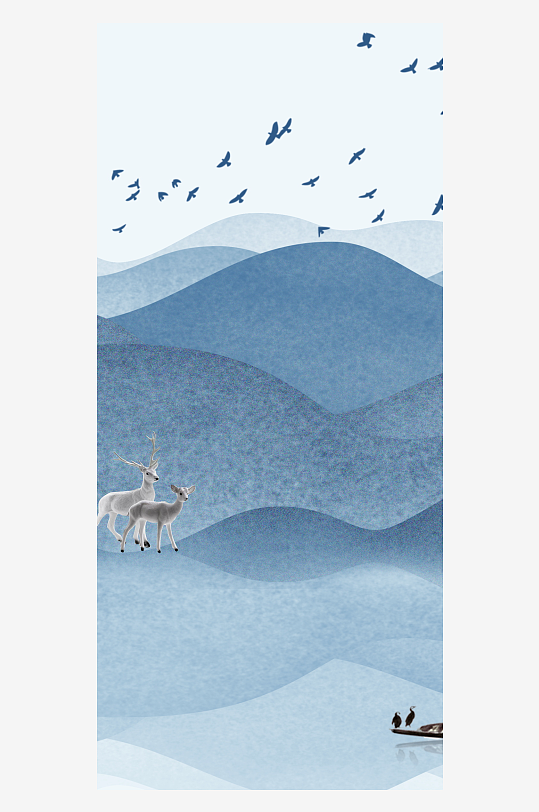 山水风景画中式挂画装饰画-众图网