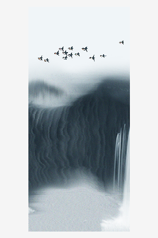 山水风景画中式挂画装饰画-众图网