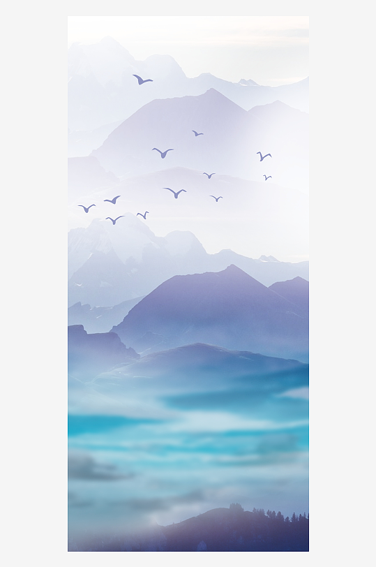 山水风景画中式挂画装饰画-众图网