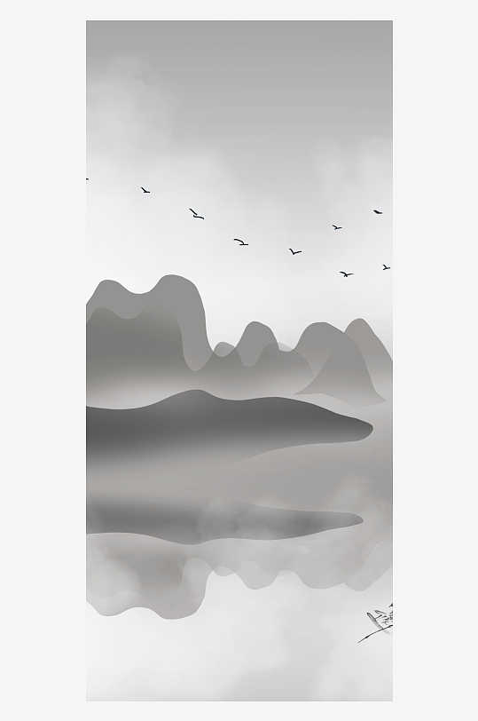 山水风景画中式挂画装饰画-众图网