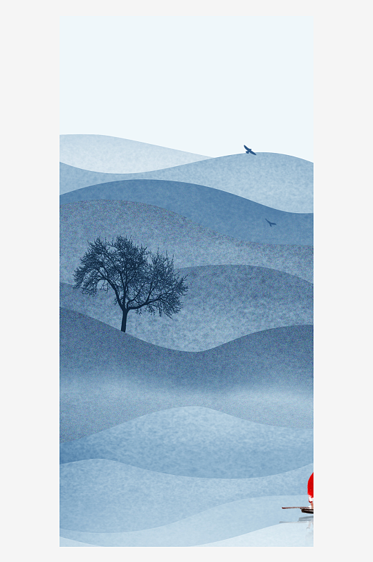 水墨山水风景画中式装饰画挂画-众图网