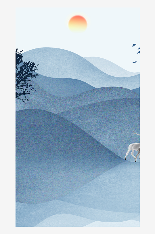 新中式山水图装饰画挂画-众图网