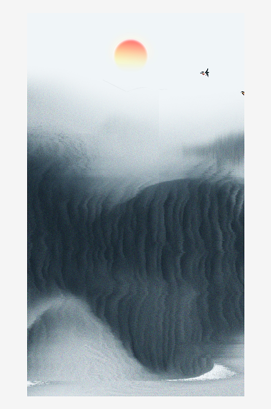 新中式山水图装饰画挂画-众图网