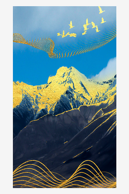 新中式山水图装饰画挂画-众图网