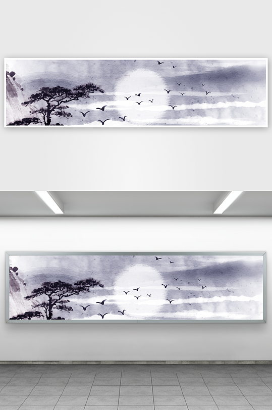 山水风景画中式挂画装饰画-众图网