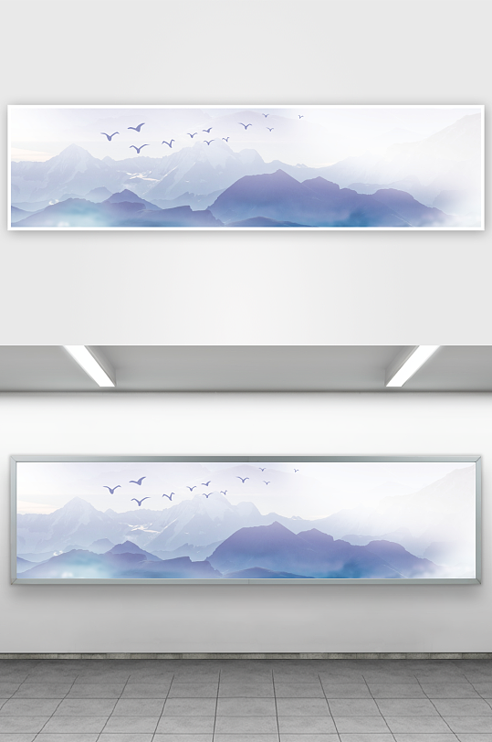 山水风景画中式挂画装饰画-众图网