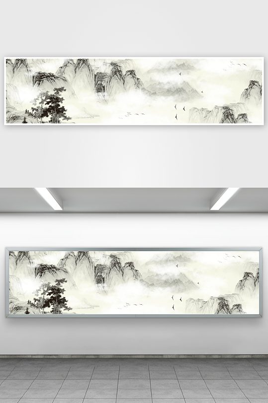 山水风景画中式挂画装饰画-众图网