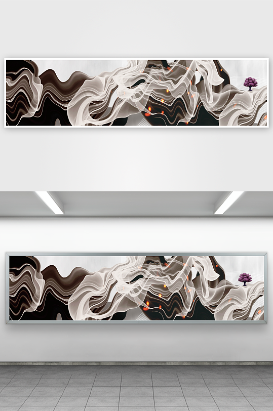 山水风景画中式挂画装饰画-众图网