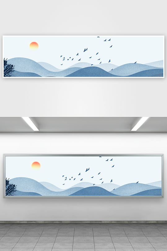 山水风景画中式挂画装饰画-众图网