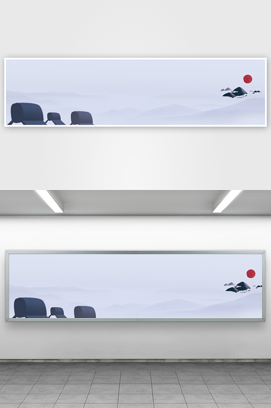 山水风景画中式挂画装饰画-众图网