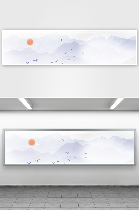 山水风景画中式挂画装饰画-众图网